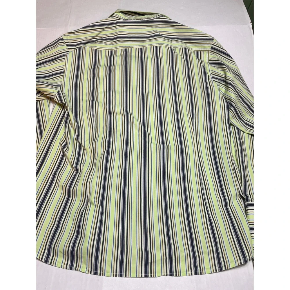 Y Chrome Men's Striped Button Down‎ Shirt Long Sleeve Size L